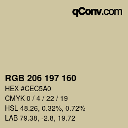 Color code: RGB 206 197 160 | qconv.com