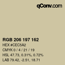 Color code: RGB 206 197 162 | qconv.com