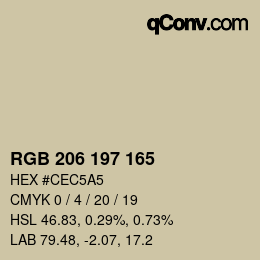Farbcode: RGB 206 197 165 | qconv.com