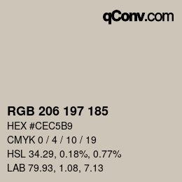 Código de color: RGB 206 197 185 | qconv.com