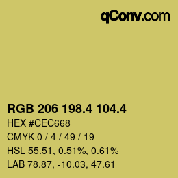 カラーコード: RGB 206 198.4 104.4 | qconv.com