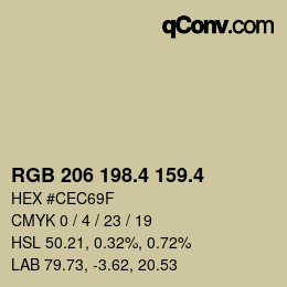 カラーコード: RGB 206 198.4 159.4 | qconv.com