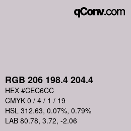 カラーコード: RGB 206 198.4 204.4 | qconv.com