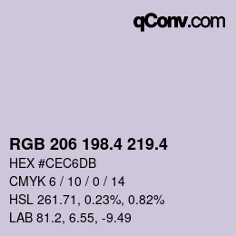 カラーコード: RGB 206 198.4 219.4 | qconv.com