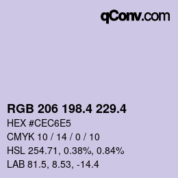 カラーコード: RGB 206 198.4 229.4 | qconv.com