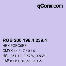 カラーコード: RGB 206 198.4 239.4 | qconv.com