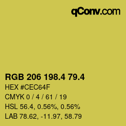 カラーコード: RGB 206 198.4 79.4 | qconv.com