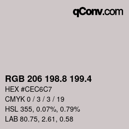 カラーコード: RGB 206 198.8 199.4 | qconv.com