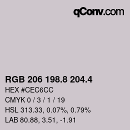 カラーコード: RGB 206 198.8 204.4 | qconv.com