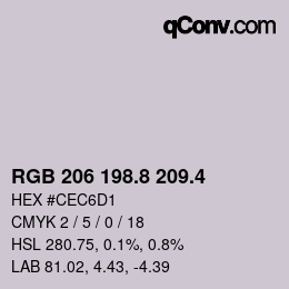 カラーコード: RGB 206 198.8 209.4 | qconv.com