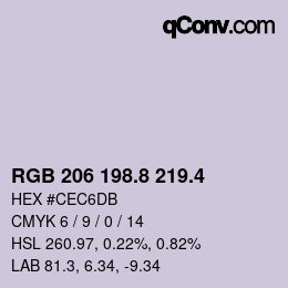 カラーコード: RGB 206 198.8 219.4 | qconv.com