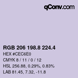 カラーコード: RGB 206 198.8 224.4 | qconv.com