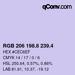 カラーコード: RGB 206 198.8 239.4 | qconv.com