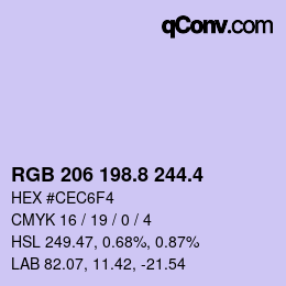カラーコード: RGB 206 198.8 244.4 | qconv.com