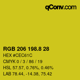 カラーコード: RGB 206 198.8 28 | qconv.com