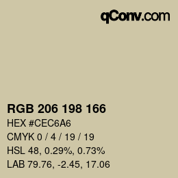 Color code: RGB 206 198 166 | qconv.com
