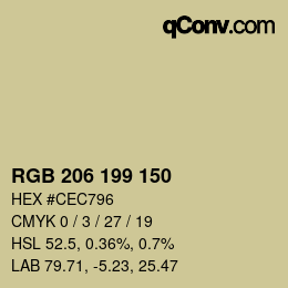 Color code: RGB 206 199 150 | qconv.com