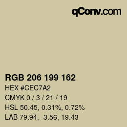 Color code: RGB 206 199 162 | qconv.com