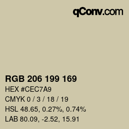 Código de color: RGB 206 199 169 | qconv.com