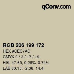 Color code: RGB 206 199 172 | qconv.com