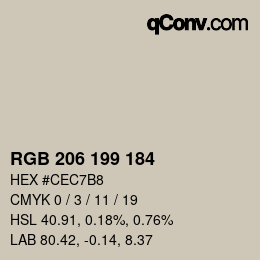 カラーコード: RGB 206 199 184 | qconv.com