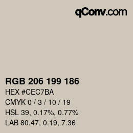 Color code: RGB 206 199 186 | qconv.com