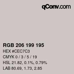 Color code: RGB 206 199 195 | qconv.com