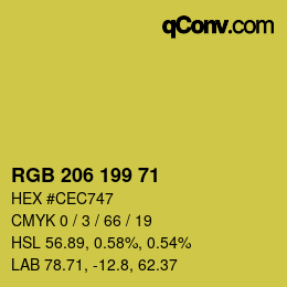 Color code: RGB 206 199 71 | qconv.com