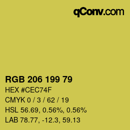 Color code: RGB 206 199 79 | qconv.com