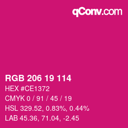 Color code: RGB 206 19 114 | qconv.com