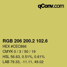カラーコード: RGB 206 200.2 102.6 | qconv.com