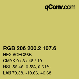 カラーコード: RGB 206 200.2 107.6 | qconv.com