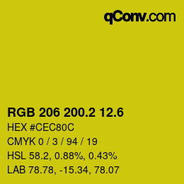 カラーコード: RGB 206 200.2 12.6 | qconv.com