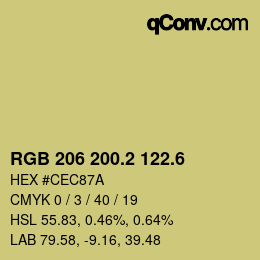 カラーコード: RGB 206 200.2 122.6 | qconv.com