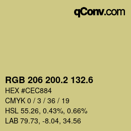 カラーコード: RGB 206 200.2 132.6 | qconv.com