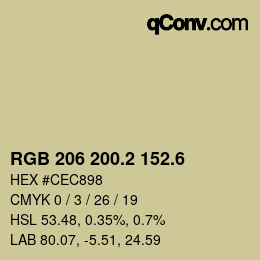 カラーコード: RGB 206 200.2 152.6 | qconv.com