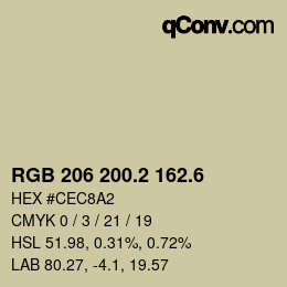 カラーコード: RGB 206 200.2 162.6 | qconv.com