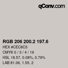 カラーコード: RGB 206 200.2 197.6 | qconv.com