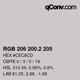 カラーコード: RGB 206 200.2 205 | qconv.com