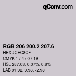 カラーコード: RGB 206 200.2 207.6 | qconv.com
