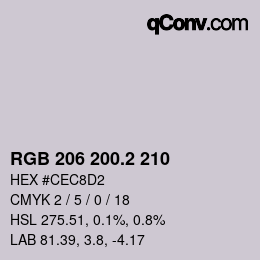 カラーコード: RGB 206 200.2 210 | qconv.com