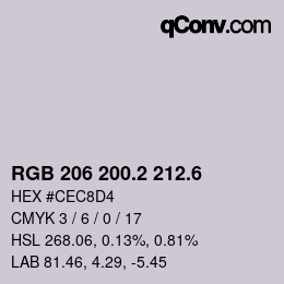 カラーコード: RGB 206 200.2 212.6 | qconv.com