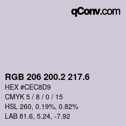 カラーコード: RGB 206 200.2 217.6 | qconv.com
