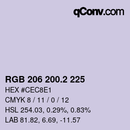 カラーコード: RGB 206 200.2 225 | qconv.com