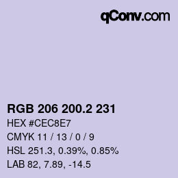 カラーコード: RGB 206 200.2 231 | qconv.com