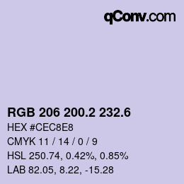 カラーコード: RGB 206 200.2 232.6 | qconv.com