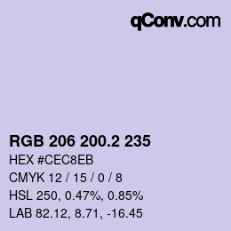 カラーコード: RGB 206 200.2 235 | qconv.com