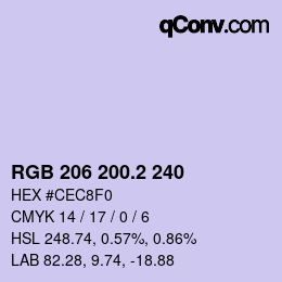 カラーコード: RGB 206 200.2 240 | qconv.com