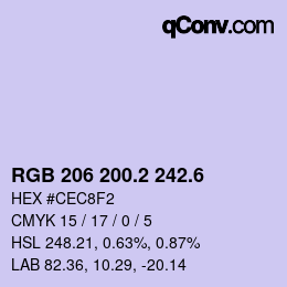 カラーコード: RGB 206 200.2 242.6 | qconv.com