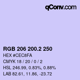 カラーコード: RGB 206 200.2 250 | qconv.com